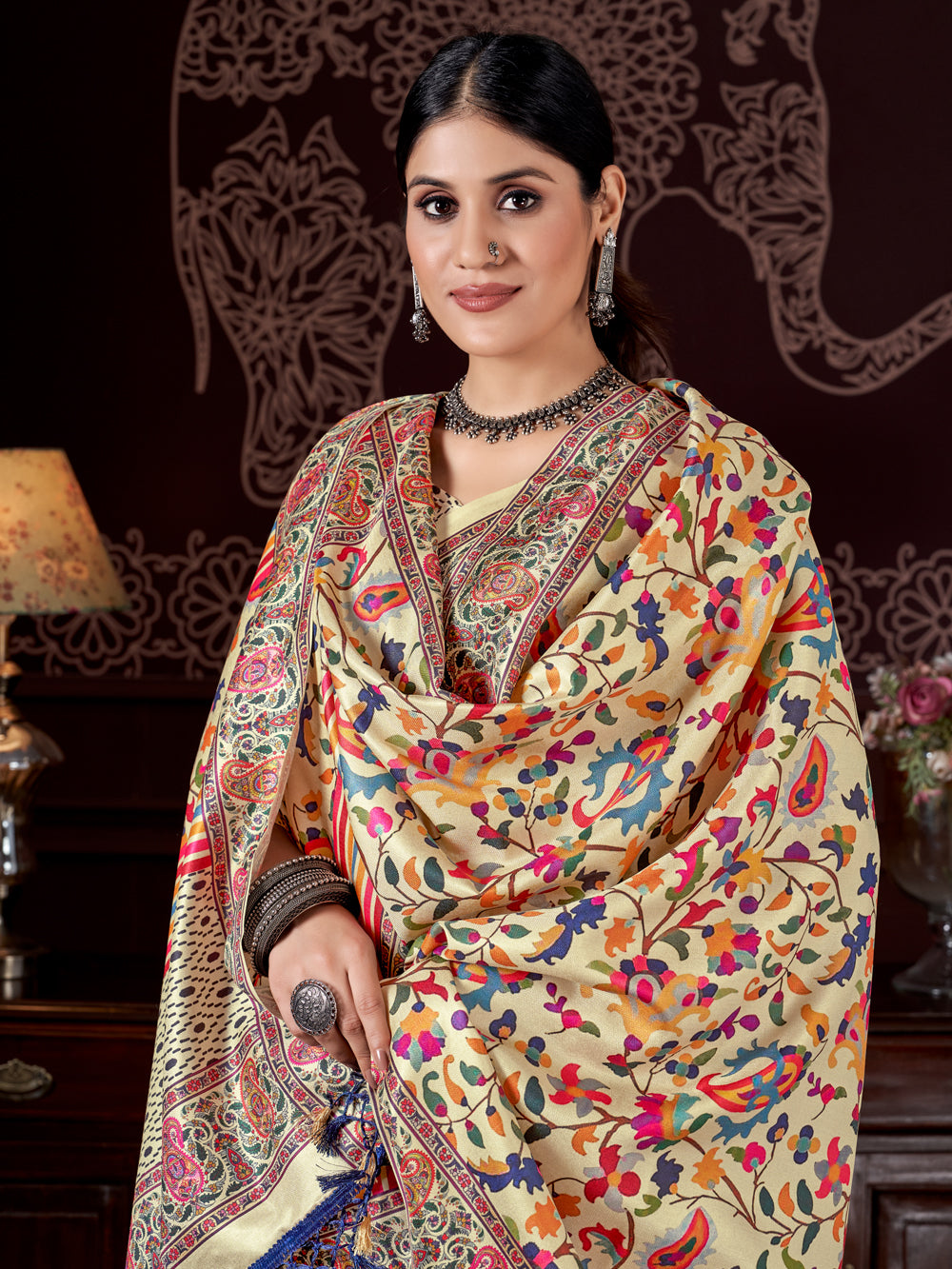 Designer Pashmina Saree | Beautified with Designer Digital Printed Work