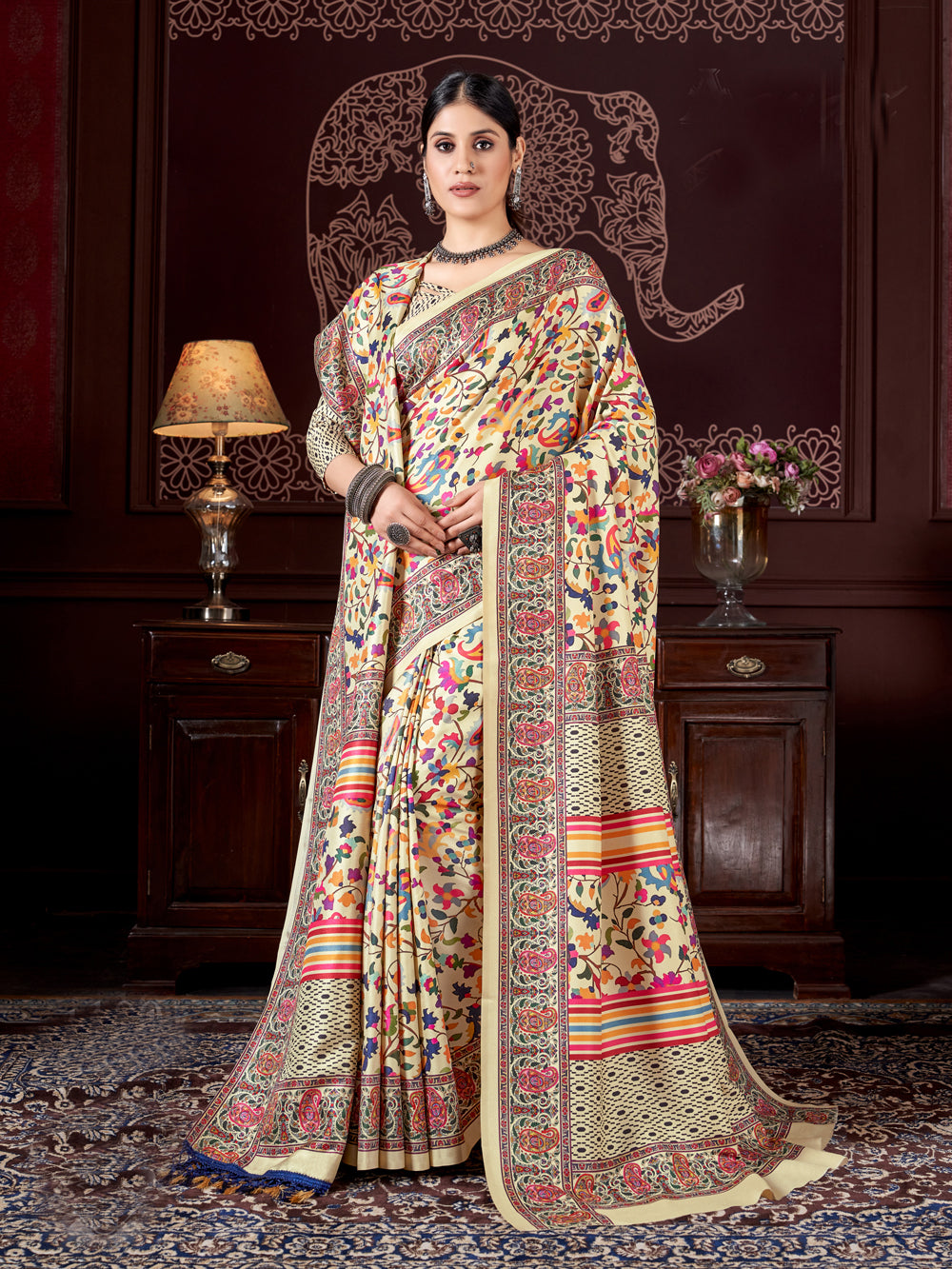 Designer Pashmina Saree | Beautified with Designer Digital Printed Work