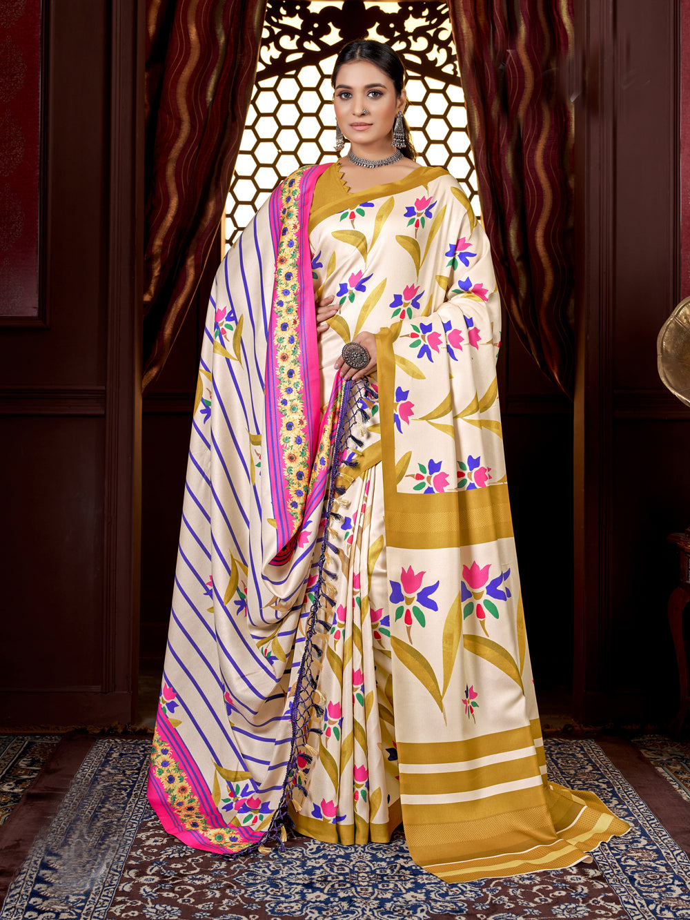 Designer Pashmina Saree | Beautified with Designer Digital Printed Work