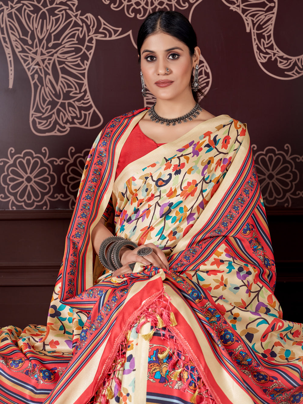 Pashmina Saree | Designer Digital Printed Work for Weddings