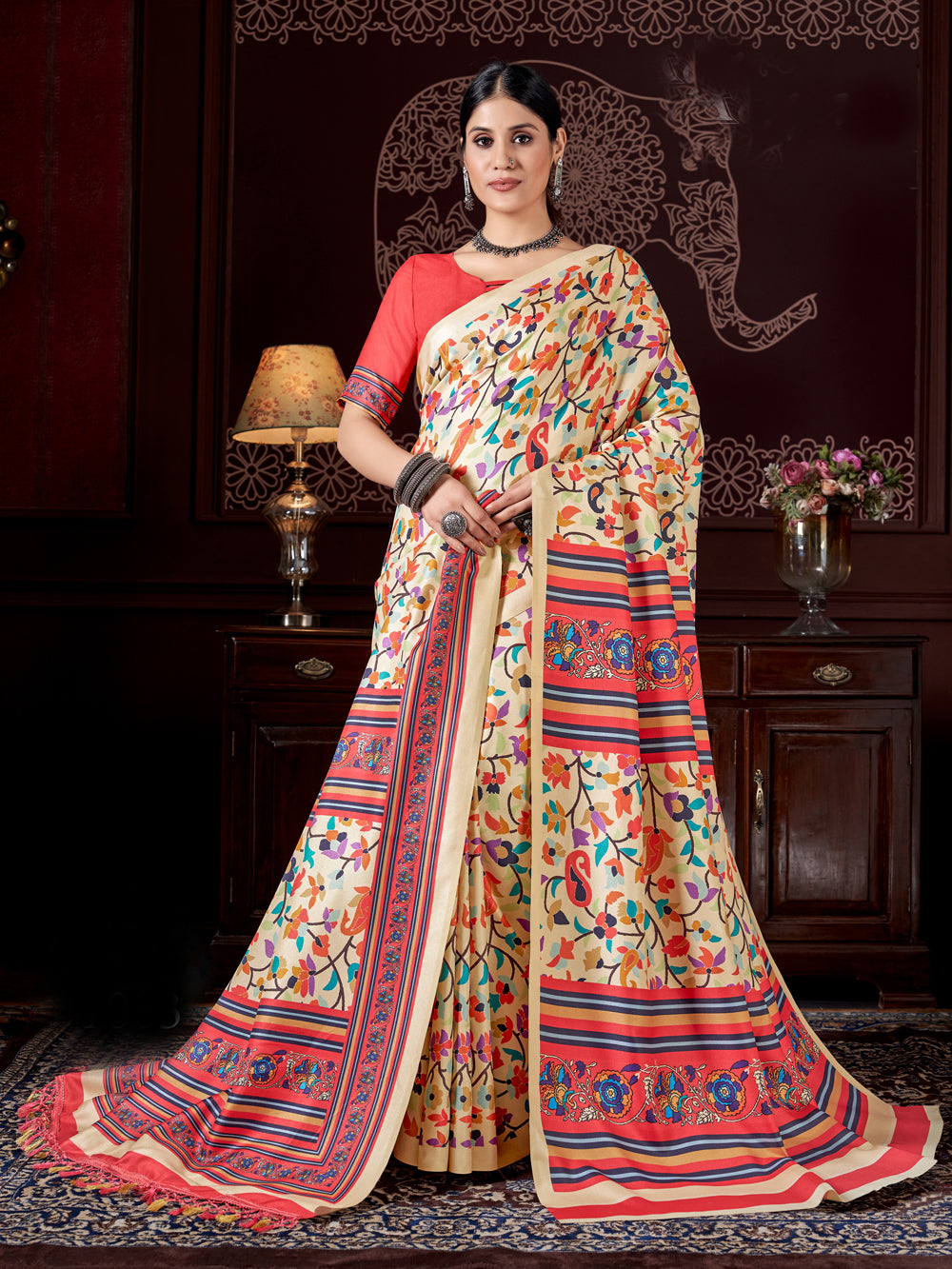 Pashmina Saree | Designer Digital Printed Work for Weddings