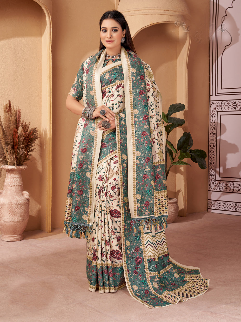 Designer Pashmina Saree | Beautified with Designer Digital Printed Work