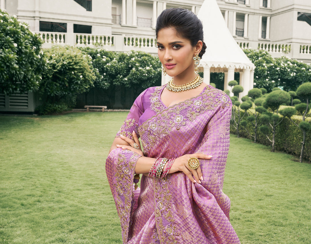 Elegant Viscose Tissue Saree | Jacquard & Embroidery Work for Weddings