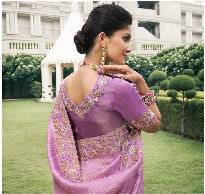 Elegant Viscose Tissue Saree | Jacquard & Embroidery Work for Weddings