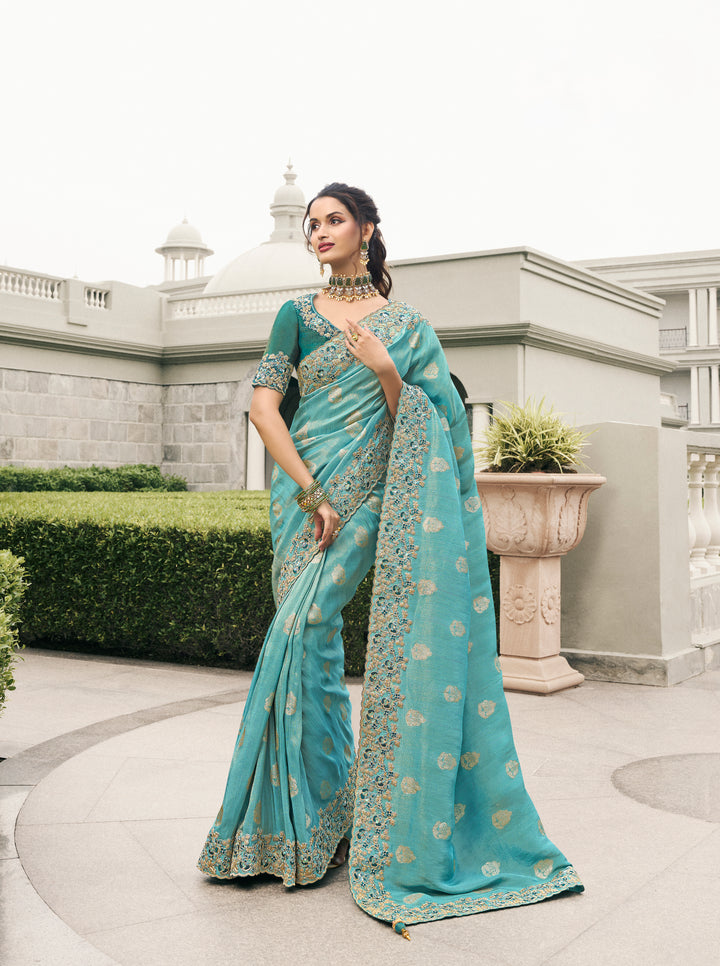 Designer Viscose Tissue Saree | Beautified with Wevon Jacquard Designer Embroidery Work