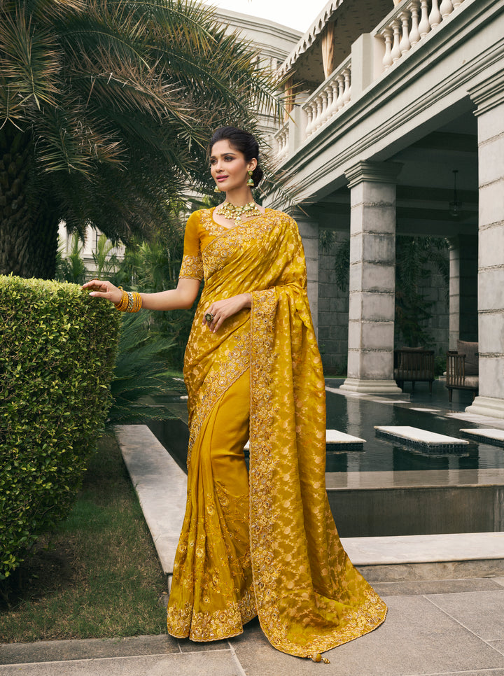 Luxurious Viscose Tissue Saree | Designer Embroidery & Jacquard Work