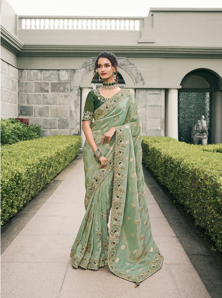 Exclusive Viscose Tissue Saree | Wevon Jacquard Designer Embroidery Work