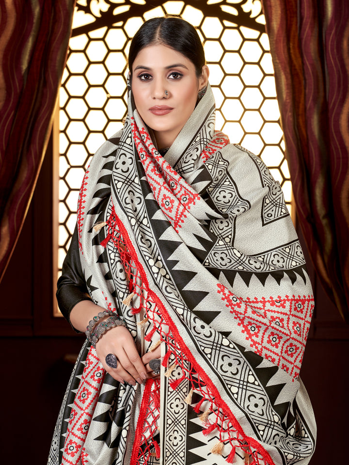 Exclusive Pashmina Saree | Intricate Designer Digital Printed Embellishment