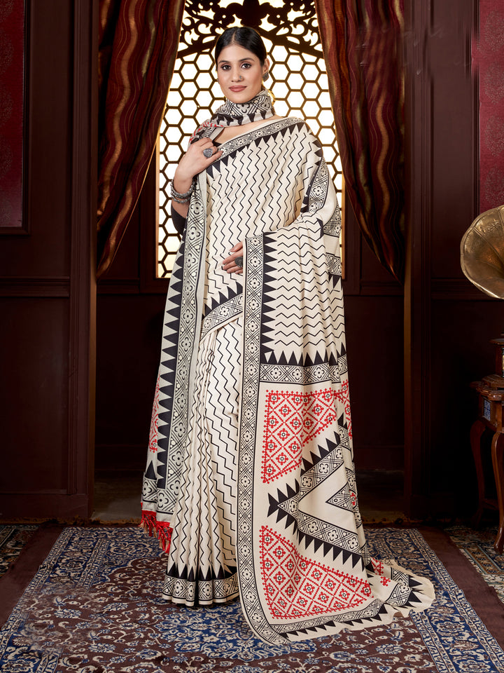 Exclusive Pashmina Saree | Intricate Designer Digital Printed Embellishment