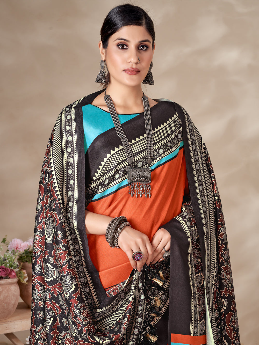 Exclusive Pashmina Saree | Intricate Designer Digital Printed Embellishment