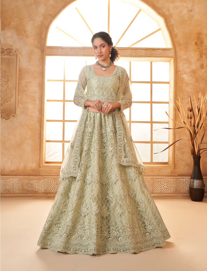 Bridal Soft Net Lehenga Choli | Designer Embroidery & Diamond Accents