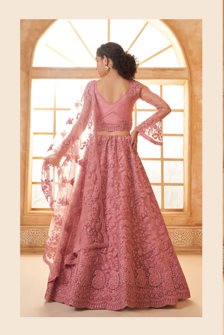 Designer Soft Net Lehenga Choli with Diamond Work | Embroidery Traditional Wear