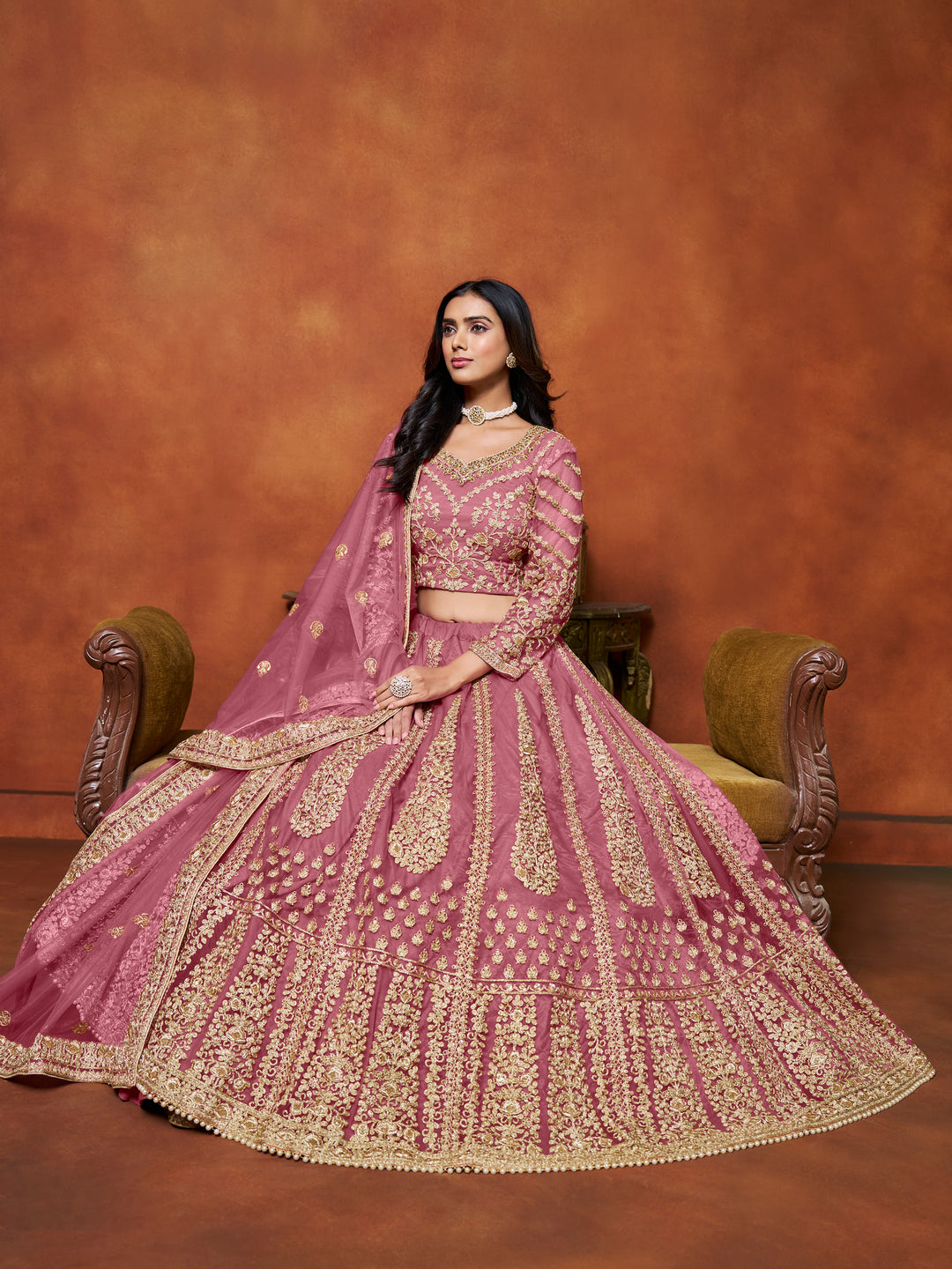 Elegant Net Lehenga with Dupatta | Crafted for Timeless Elegance