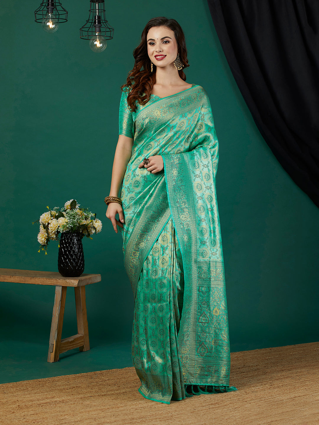 Elegant Heavy-Embroidered Kanjivaram Saree | Perfect for Weddings & Events