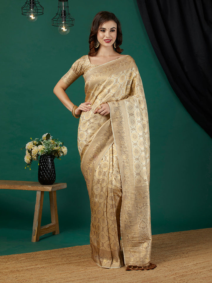 Elegant Heavy-Embroidered Kanjivaram Saree | Perfect for Weddings & Events