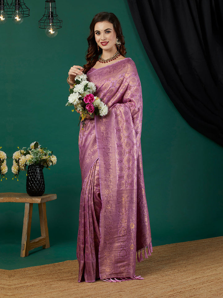 Elegant Heavy-Embroidered Kanjivaram Saree | Perfect for Weddings & Events