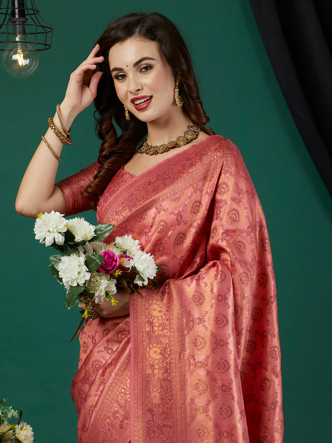 Elegant Heavy-Embroidered Kanjivaram Saree | Perfect for Weddings & Events