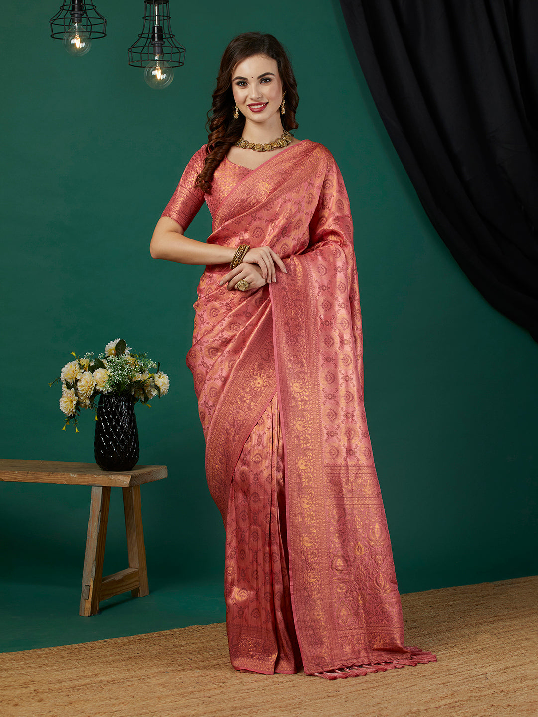 Elegant Heavy-Embroidered Kanjivaram Saree | Perfect for Weddings & Events