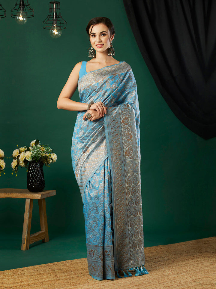 Linen Saree with Woven Jacquard Design | Perfect for Weddings and Festive Events