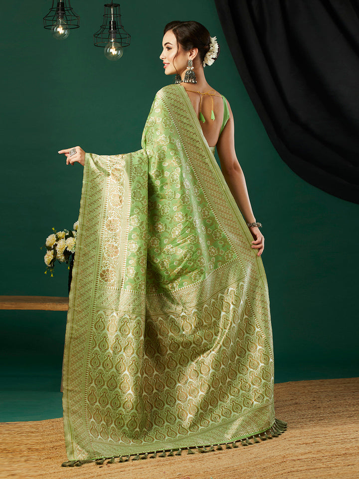 Linen Saree with Woven Jacquard Design | Perfect for Weddings and Festive Events