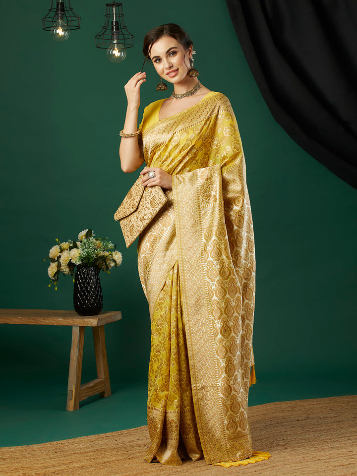 Linen Saree with Woven Jacquard Design | Perfect for Weddings and Festive Events