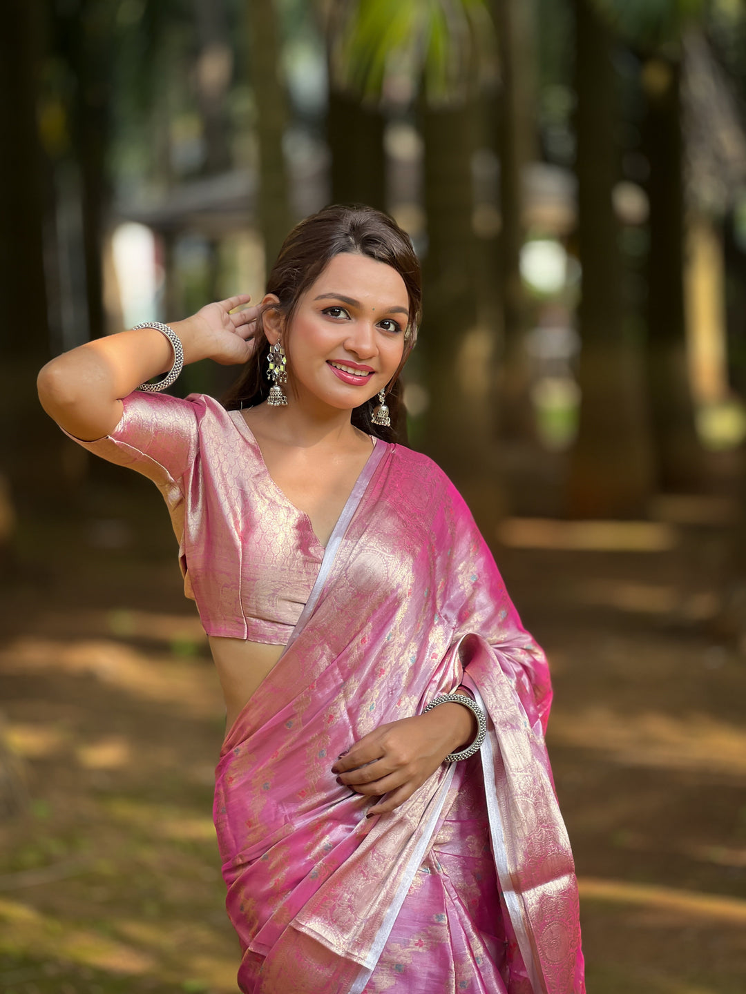 Elegant Tissue-Silk Saree | Designer Weaving Jari Meenakari for Events