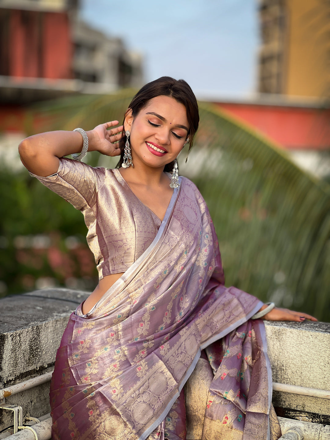 Elegant Tissue-Silk Saree | Designer Weaving Jari Meenakari for Events