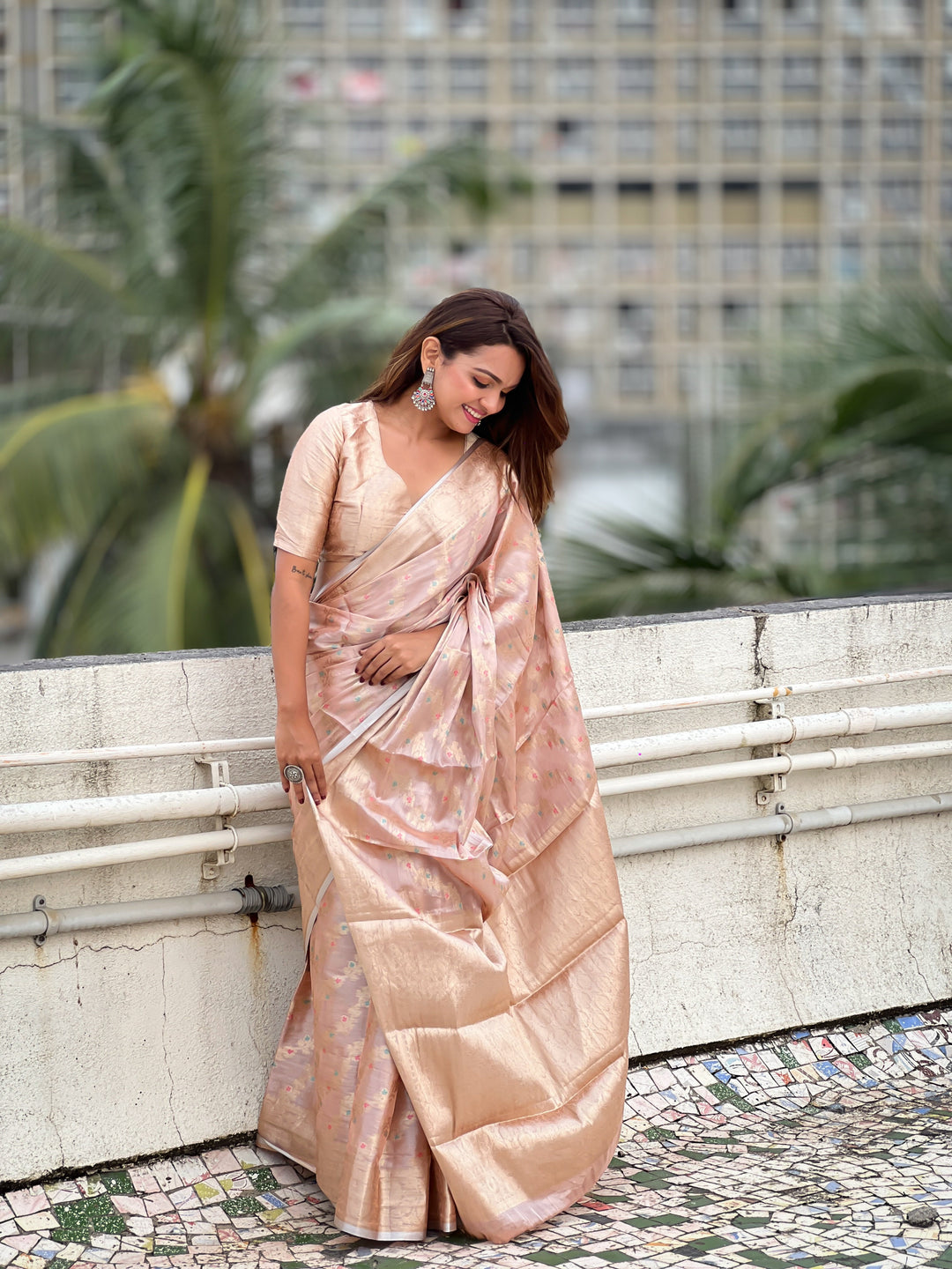 Elegant Tissue-Silk Saree | Designer Weaving Jari Meenakari for Events