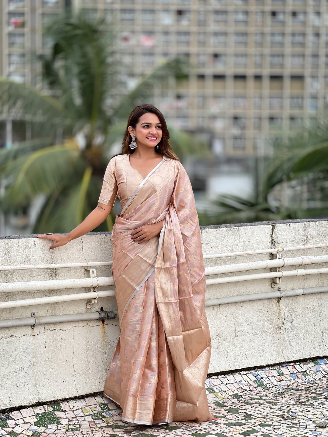 Elegant Tissue-Silk Saree | Designer Weaving Jari Meenakari for Events