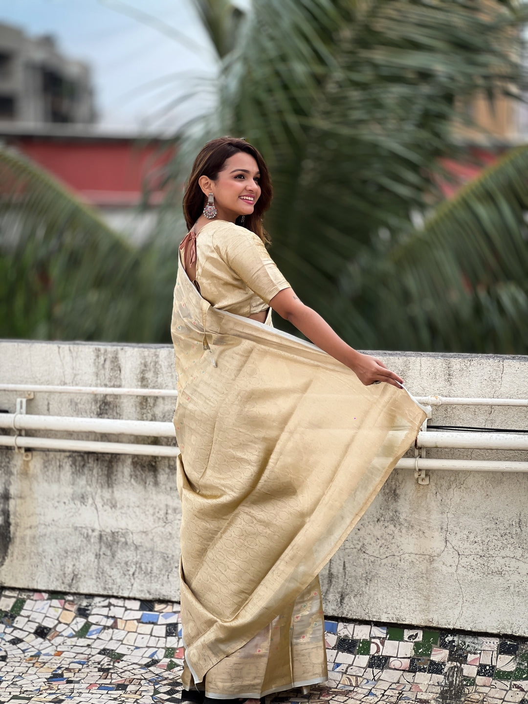 Elegant Tissue-Silk Saree | Designer Weaving Jari Meenakari for Events