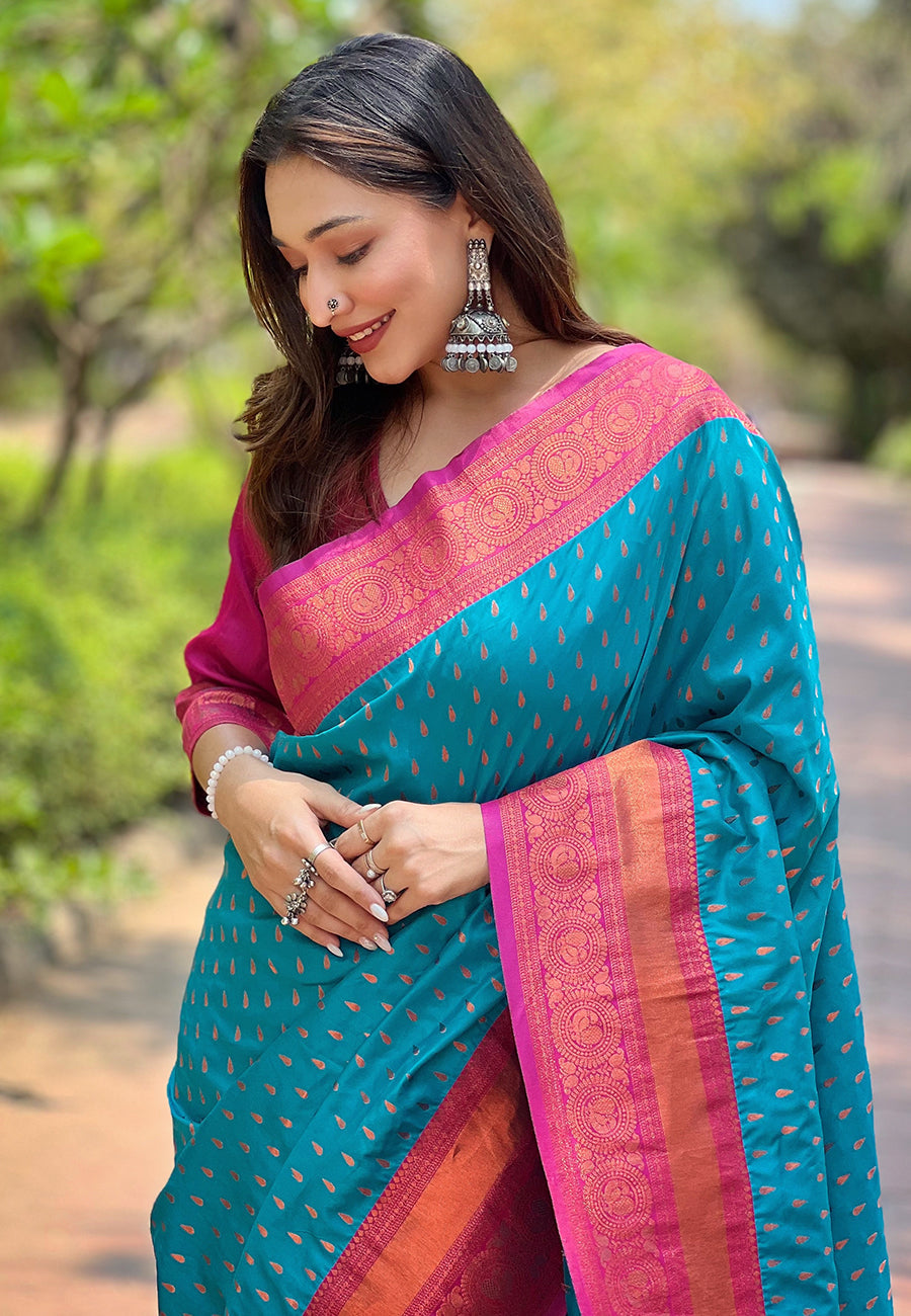 Elegant Pashmina-Silk Saree | Designer Hand-Work for Special Events