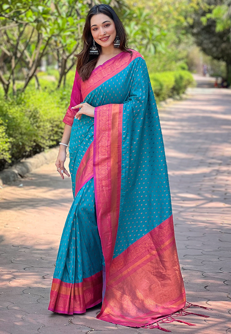 Elegant Pashmina-Silk Saree | Designer Hand-Work for Special Events