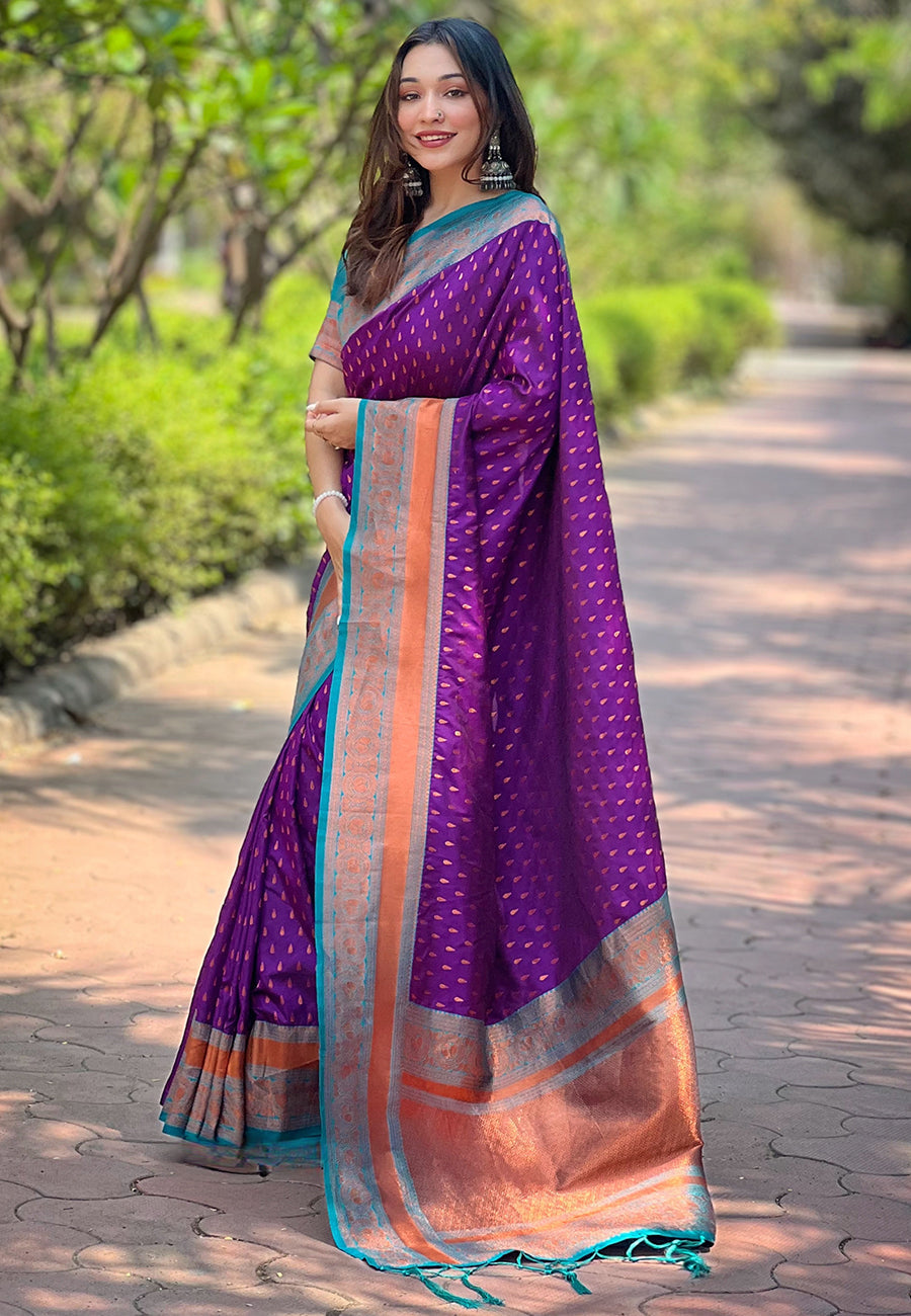 Elegant Pashmina-Silk Saree | Designer Hand-Work for Special Events