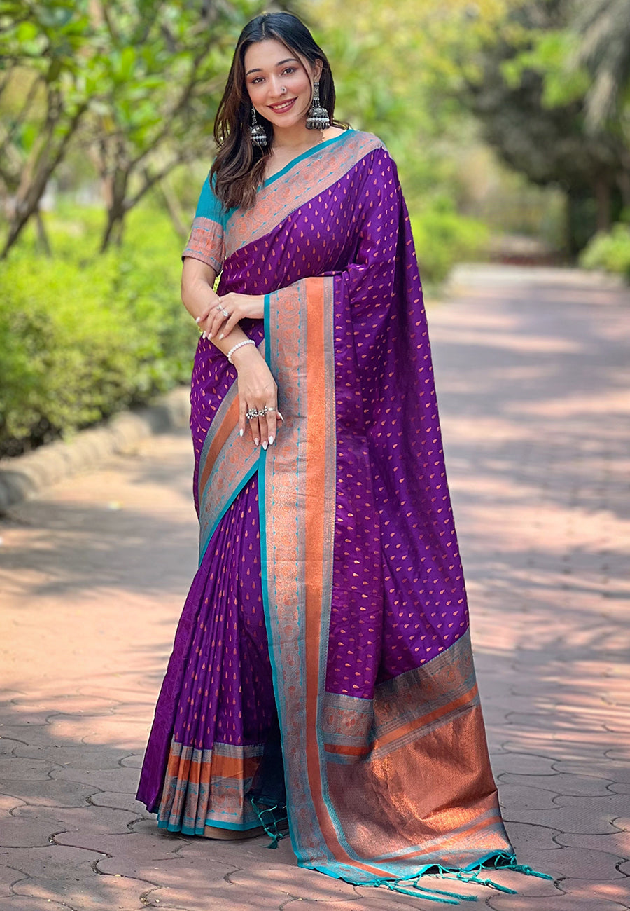 Elegant Pashmina-Silk Saree | Designer Hand-Work for Special Events