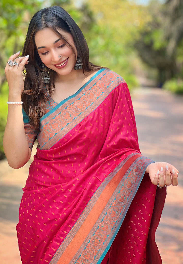 Elegant Pashmina-Silk Saree | Designer Hand-Work for Special Events