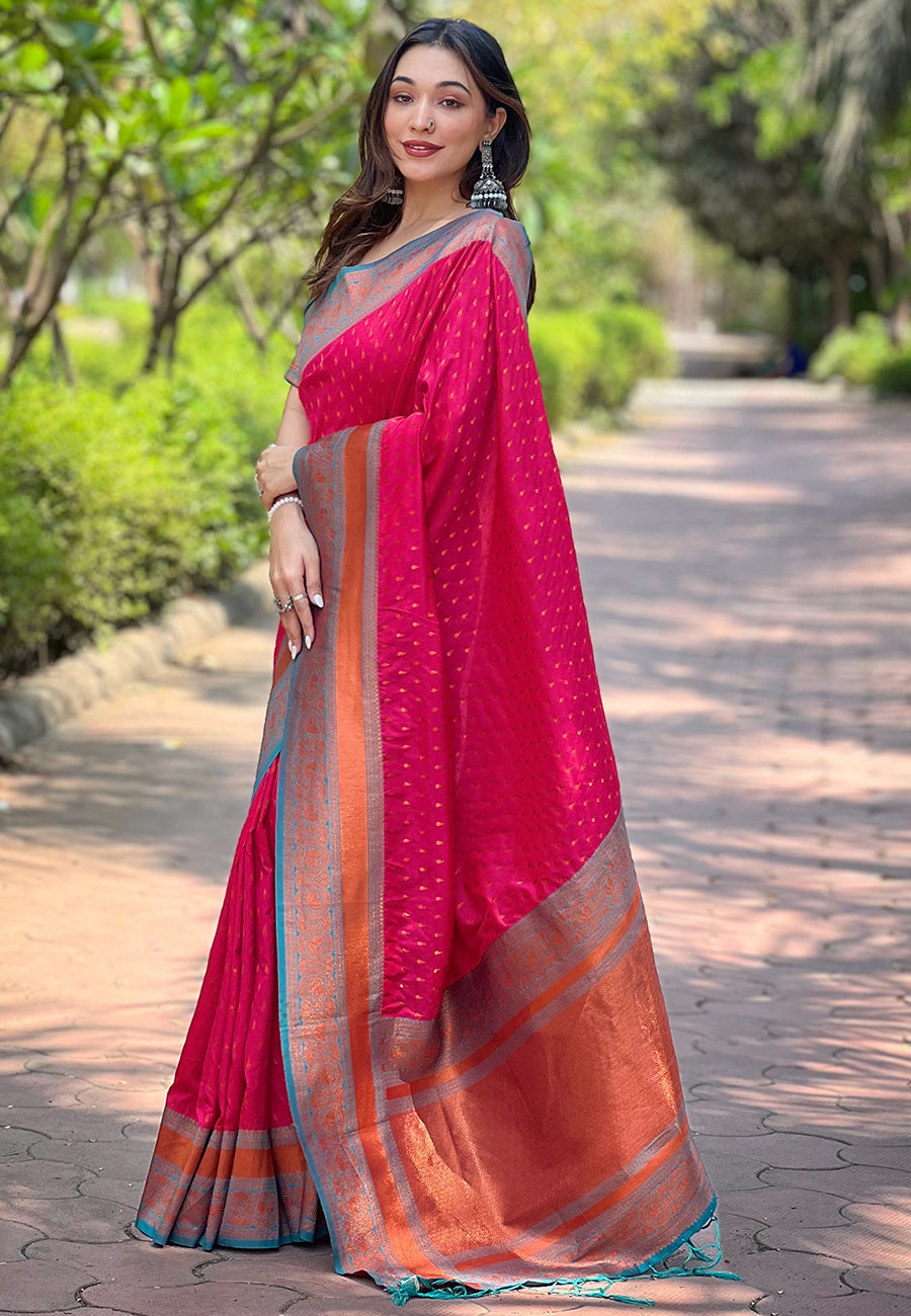 Elegant Pashmina-Silk Saree | Designer Hand-Work for Special Events