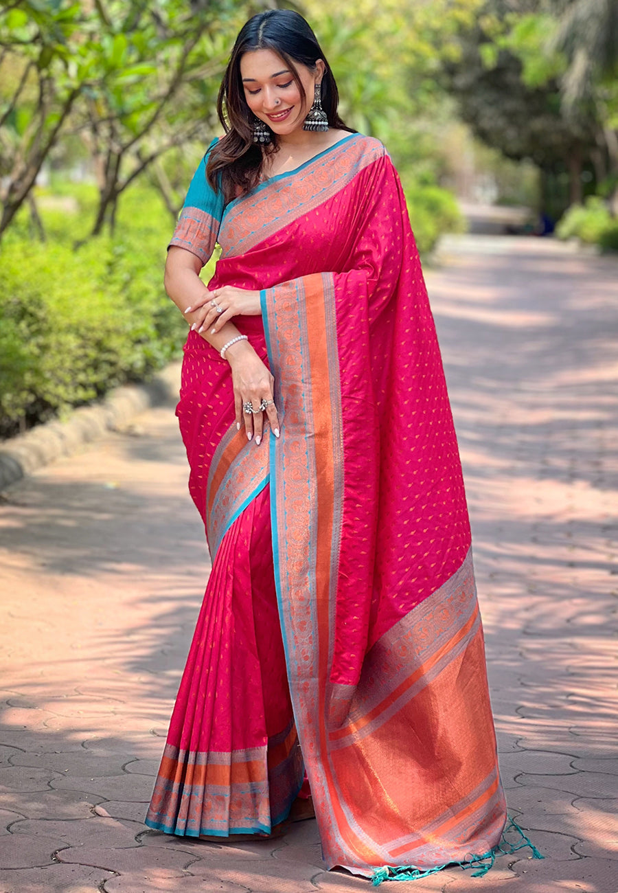 Elegant Pashmina-Silk Saree | Designer Hand-Work for Special Events