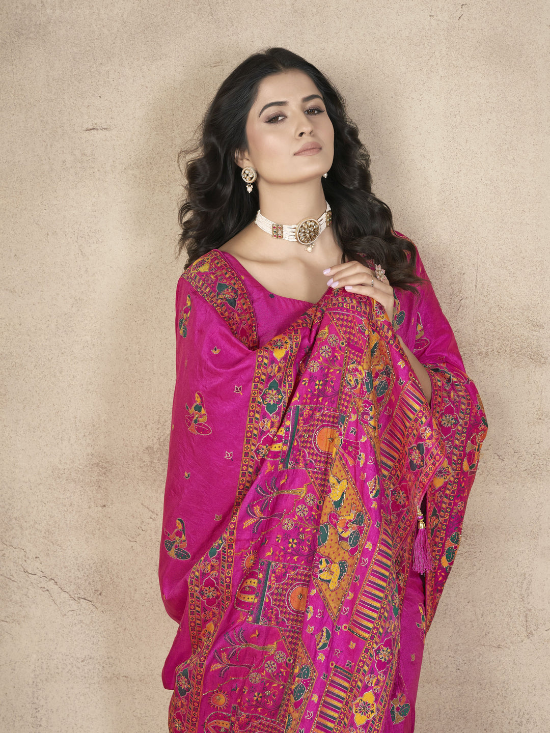 Elegant Pashmina-Silk Saree | Designer Hand-Work for Special Events