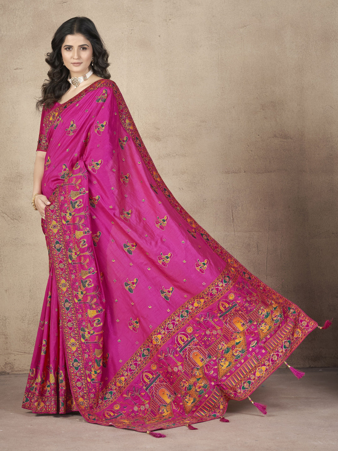 Elegant Pashmina-Silk Saree | Designer Hand-Work for Special Events