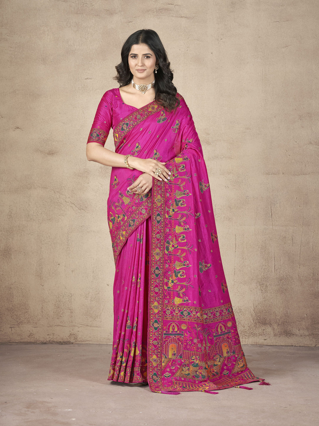 Elegant Pashmina-Silk Saree | Designer Hand-Work for Special Events