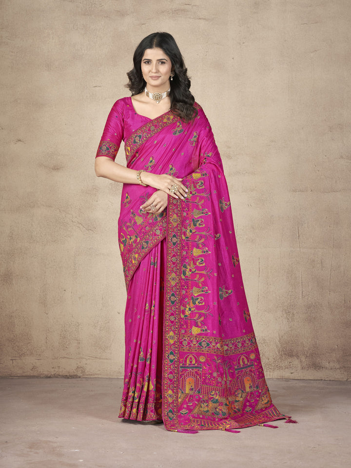 Elegant Pashmina-Silk Saree | Designer Hand-Work for Special Events