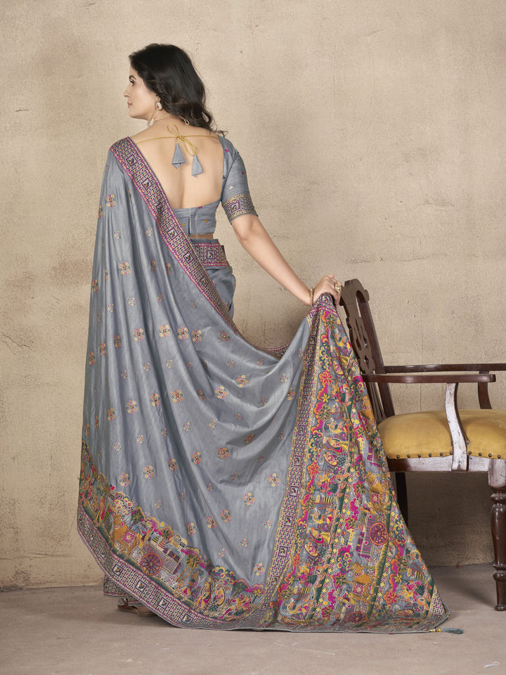 Elegant Pashmina-Silk Saree | Designer Hand-Work for Special Events