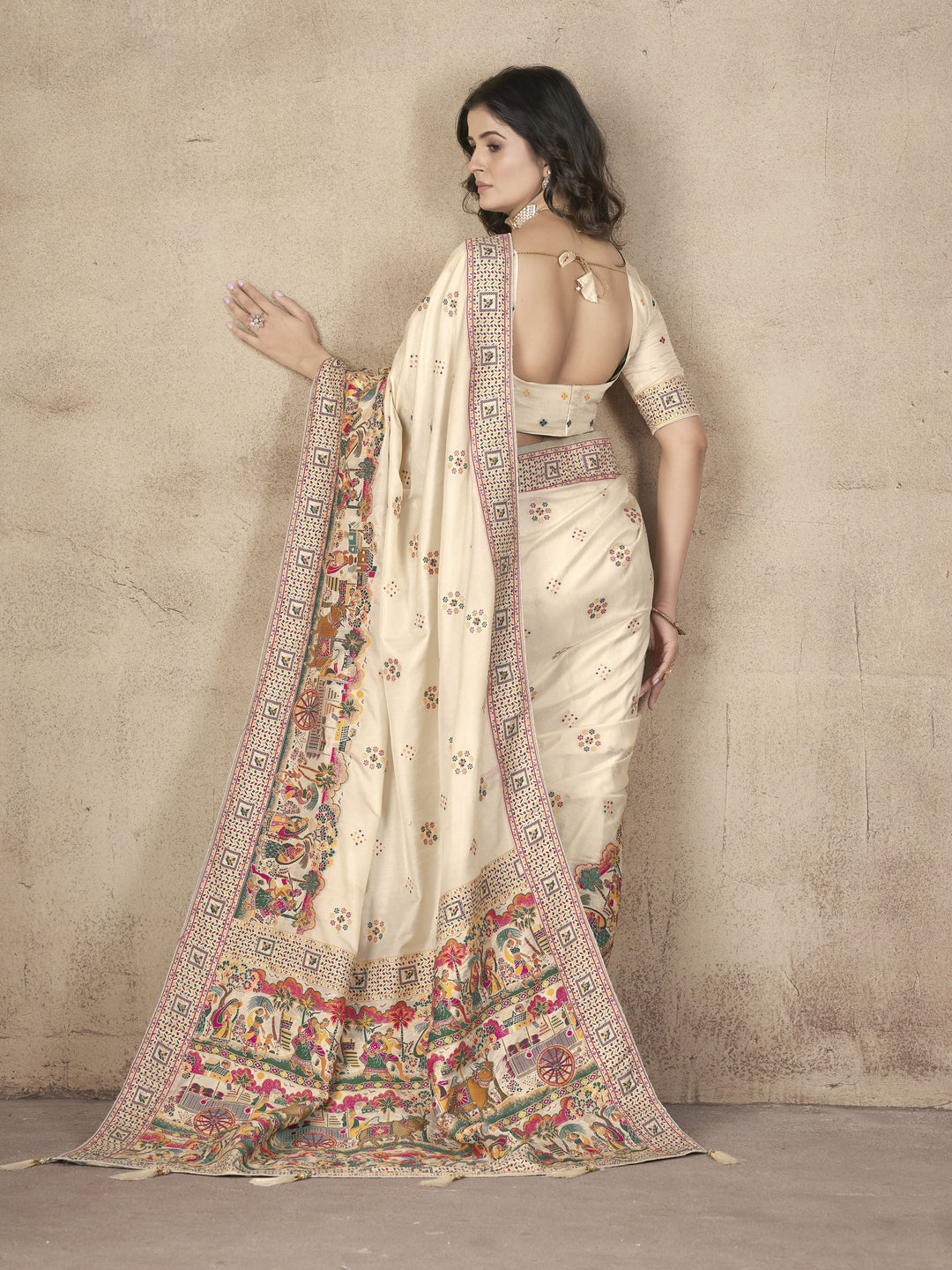 Elegant Pashmina-Silk Saree | Designer Hand-Work for Special Events