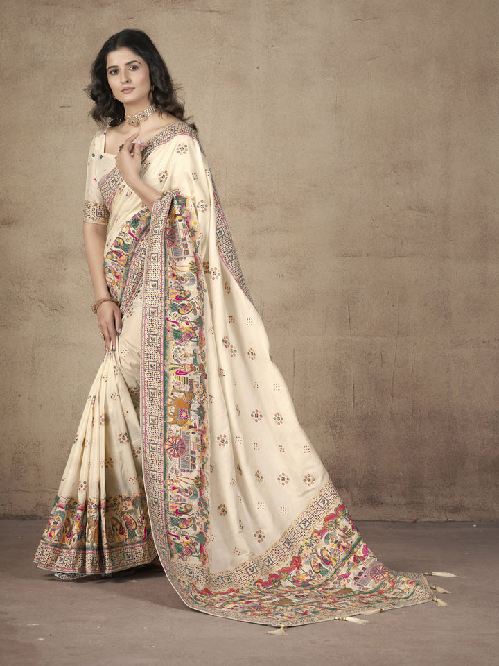 Elegant Pashmina-Silk Saree | Designer Hand-Work for Special Events