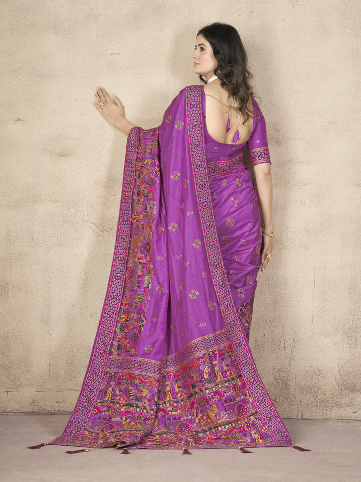 Elegant Pashmina-Silk Saree | Designer Hand-Work for Special Events