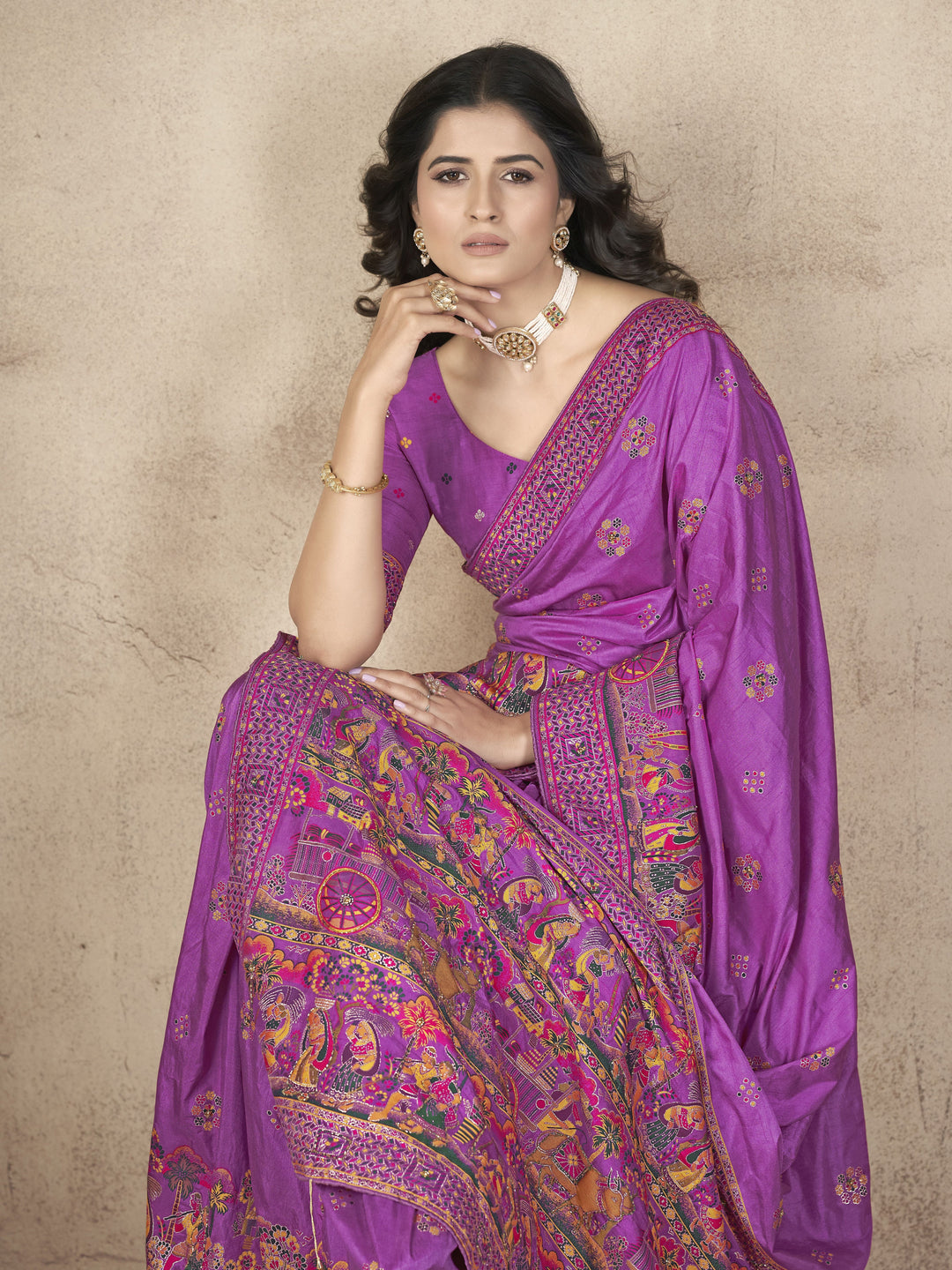 Elegant Pashmina-Silk Saree | Designer Hand-Work for Special Events