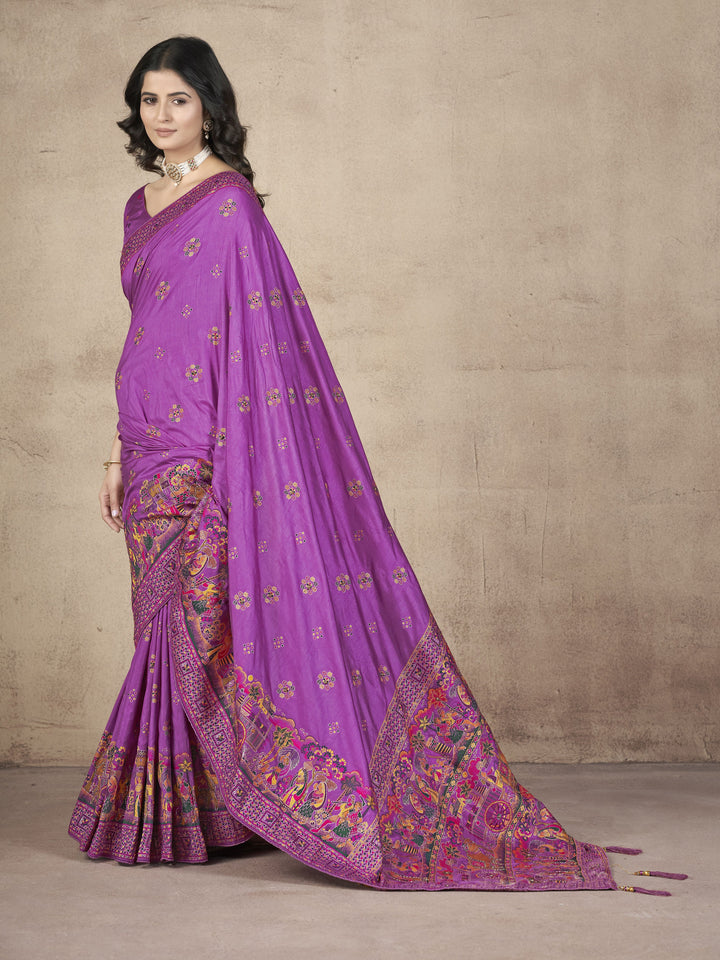 Elegant Pashmina-Silk Saree | Designer Hand-Work for Special Events