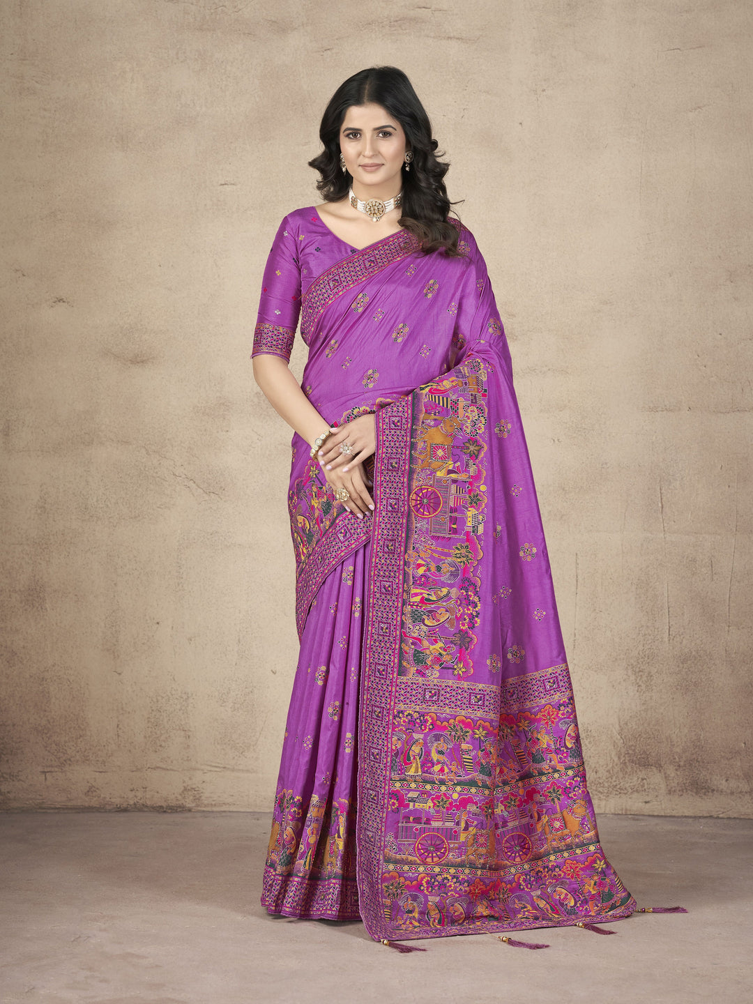 Elegant Pashmina-Silk Saree | Designer Hand-Work for Special Events