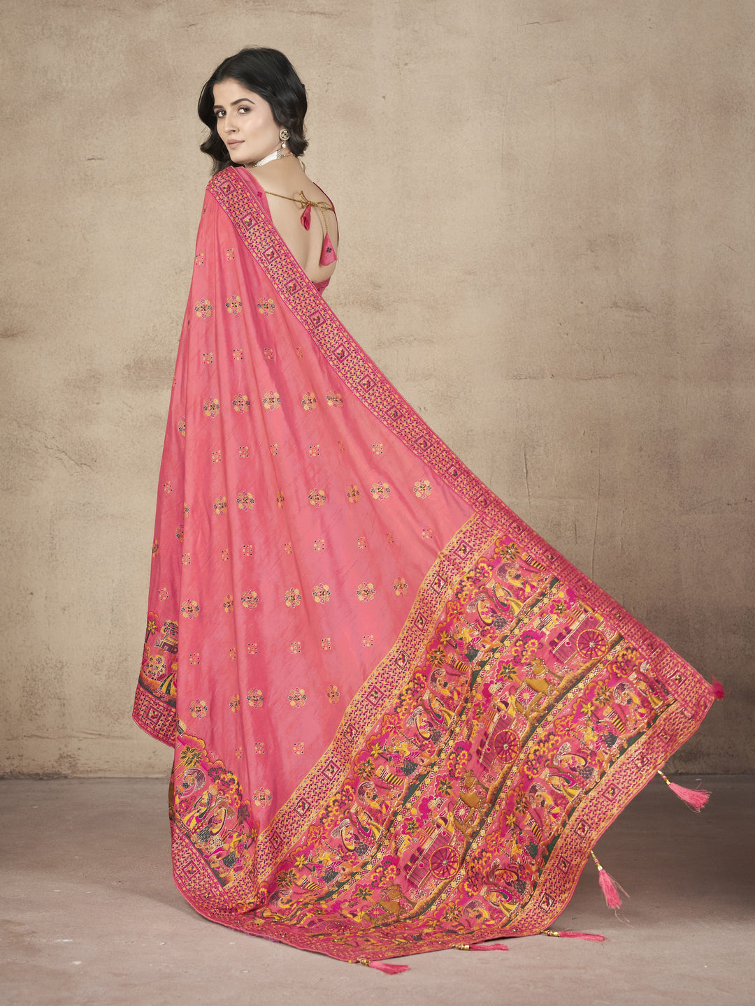 Elegant Pashmina-Silk Saree | Designer Hand-Work for Special Events