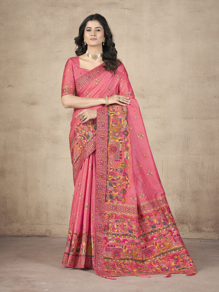 Elegant Pashmina-Silk Saree | Designer Hand-Work for Special Events